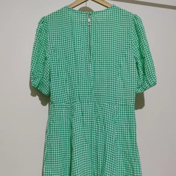 Sportsgirl Size 10 Green Gingham Check smock Mini Dress - Picture 3 of 5